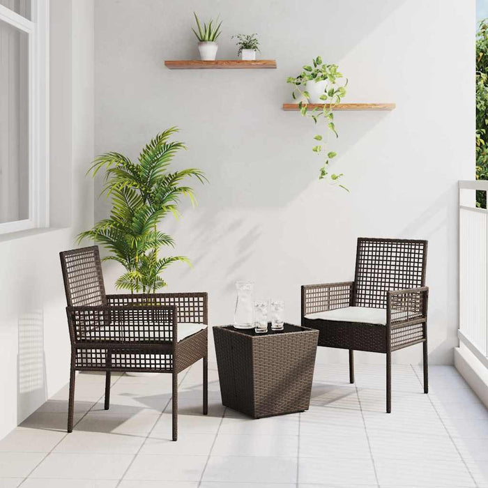 Set Bistro da Giardino 3 pcs Marrone Poly Rattan 3334956