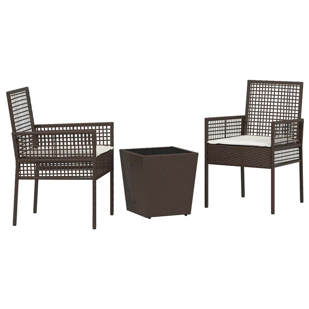 Set Bistro da Giardino 3 pcs Marrone Poly Rattan 3334956
