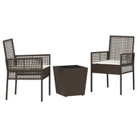Set Bistro da Giardino 3 pcs Marrone Poly Rattan 3334956