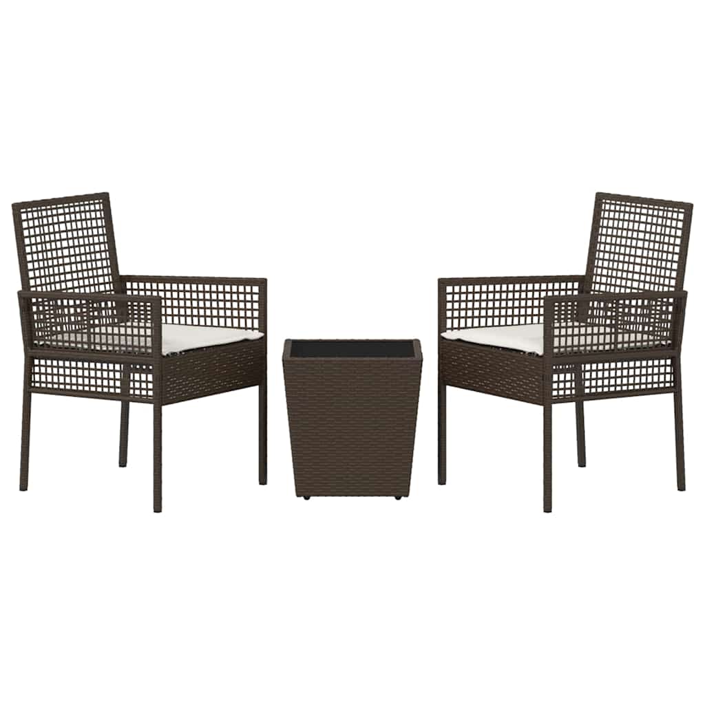 Set Bistro da Giardino 3 pcs Marrone Poly Rattan 3334956