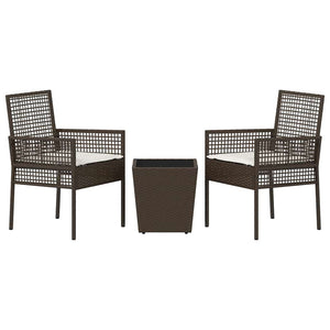 Set Bistro da Giardino 3 pcs Marrone Poly Rattan 3334956