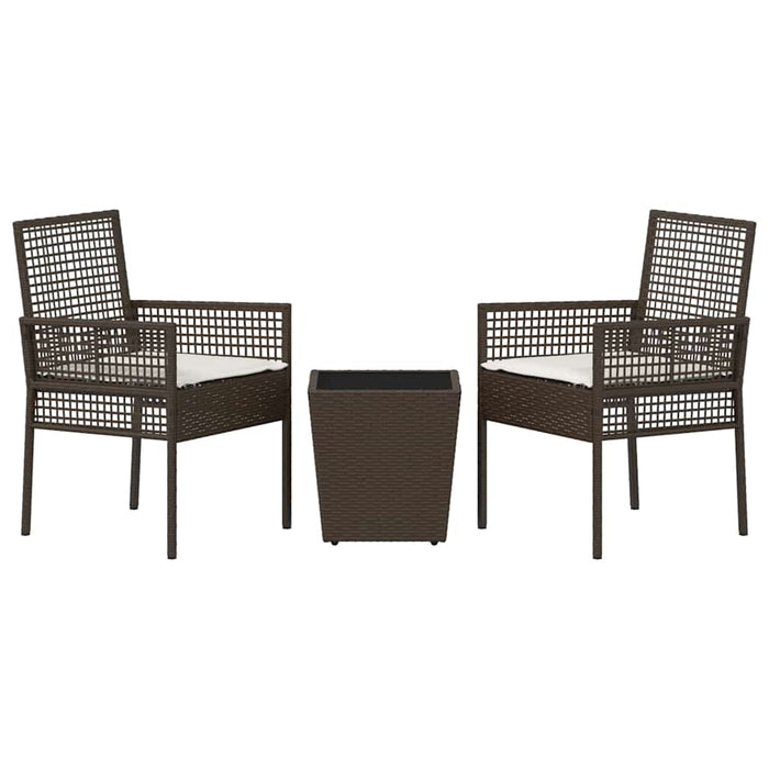 Set Bistro da Giardino 3 pcs Marrone Poly Rattan 3334956