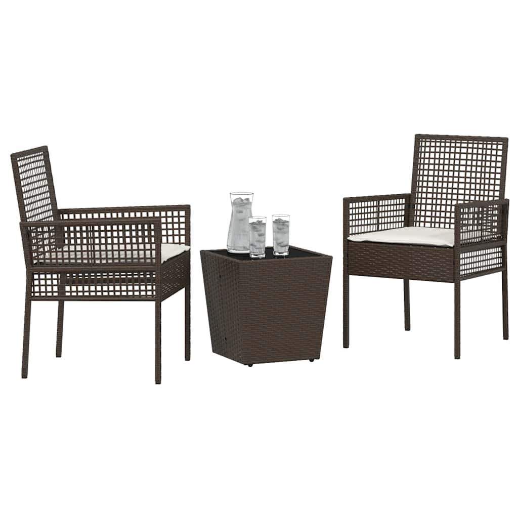 Set Bistro da Giardino 3 pcs Marrone Poly Rattan 3334956