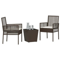 Set Bistro da Giardino 3 pcs Marrone Poly Rattan 3334956