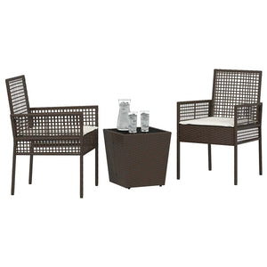 Set Bistro da Giardino 3 pcs Marrone Poly Rattan 3334956
