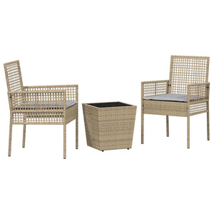 Set Bistro da Giardino 3 pcs Beige Poly Rattan 3334958