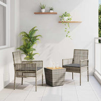 Set Bistro da Giardino 3 pcs Grigio Poly Rattan 3334961