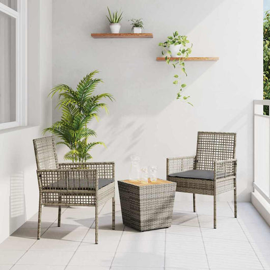 Set Bistro da Giardino 3 pcs Grigio Poly Rattan 3334961