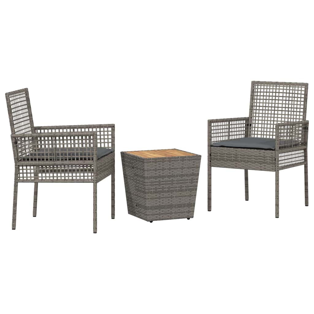 Set Bistro da Giardino 3 pcs Grigio Poly Rattan 3334961