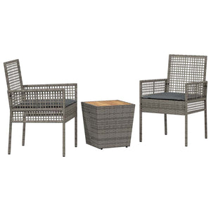 Set Bistro da Giardino 3 pcs Grigio Poly Rattan 3334961