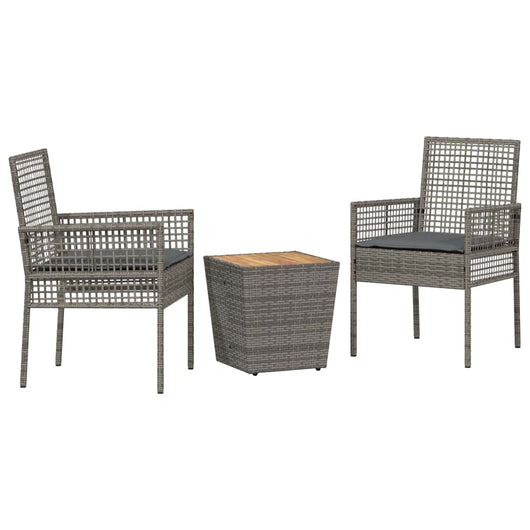 Set Bistro da Giardino 3 pcs Grigio Poly Rattan 3334961