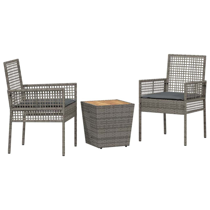 Set Bistro da Giardino 3 pcs Grigio Poly Rattan 3334961