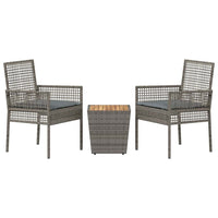 Set Bistro da Giardino 3 pcs Grigio Poly Rattan 3334961