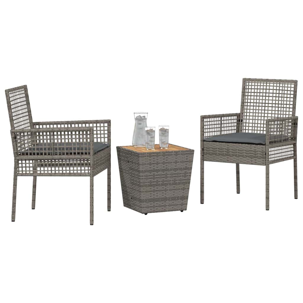 Set Bistro da Giardino 3 pcs Grigio Poly Rattan 3334961