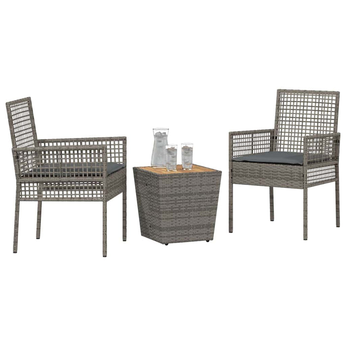 Set Bistro da Giardino 3 pcs Grigio Poly Rattan 3334961