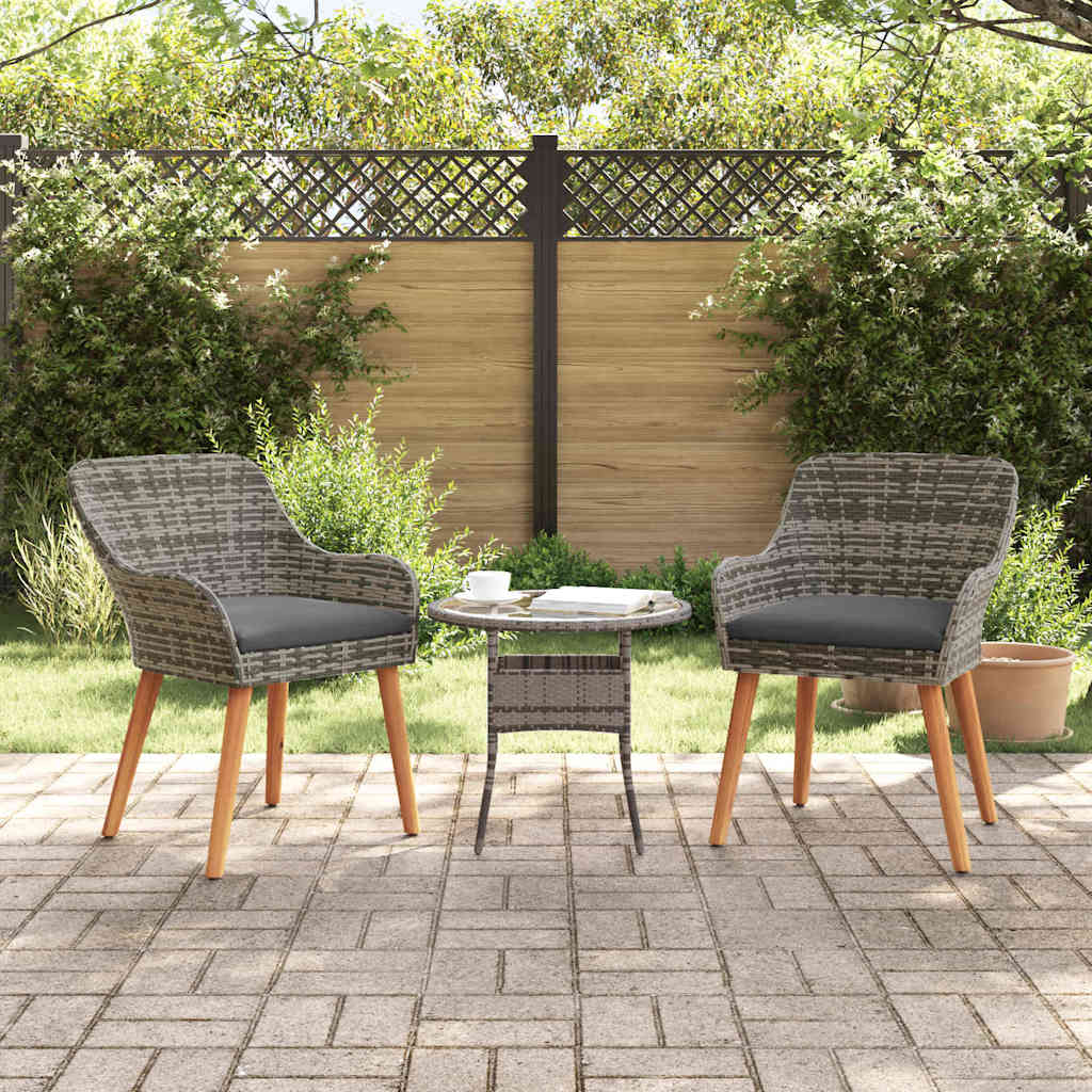 Sedie da Giardino  con cuscini - 2 pezzi, grigio, in rattan sintetico 42006214