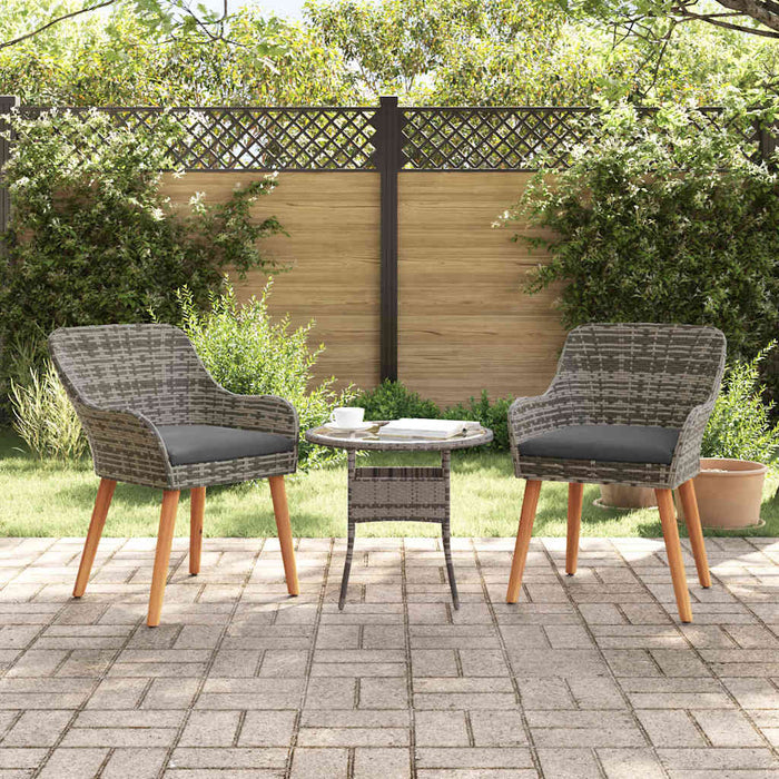Sedie da Giardino  con cuscini - 2 pezzi, grigio, in rattan sintetico 42006214