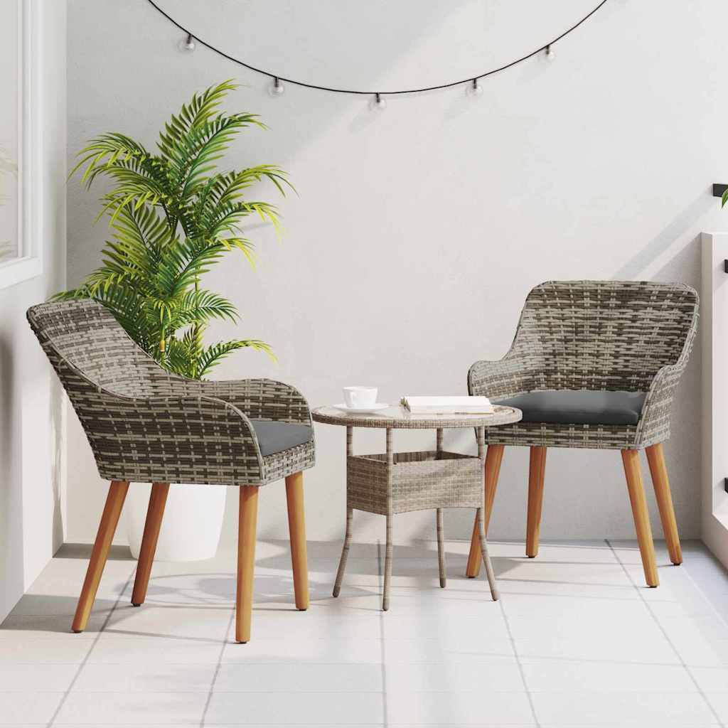 Sedie da Giardino  con cuscini - 2 pezzi, grigio, in rattan sintetico 42006214