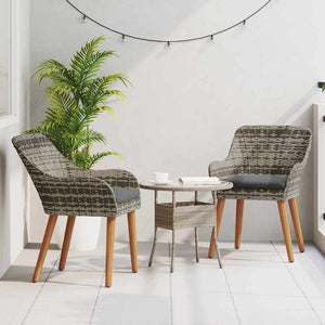 Sedie da Giardino  con cuscini - 2 pezzi, grigio, in rattan sintetico 42006214