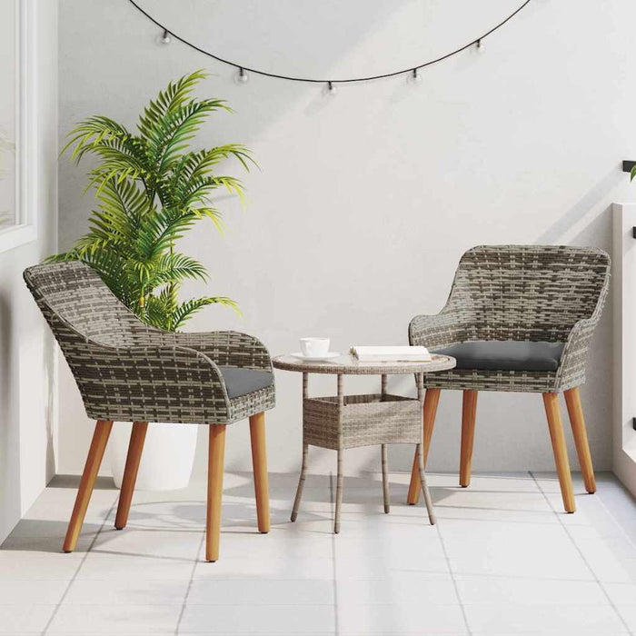 Sedie da Giardino  con cuscini - 2 pezzi, grigio, in rattan sintetico 42006214