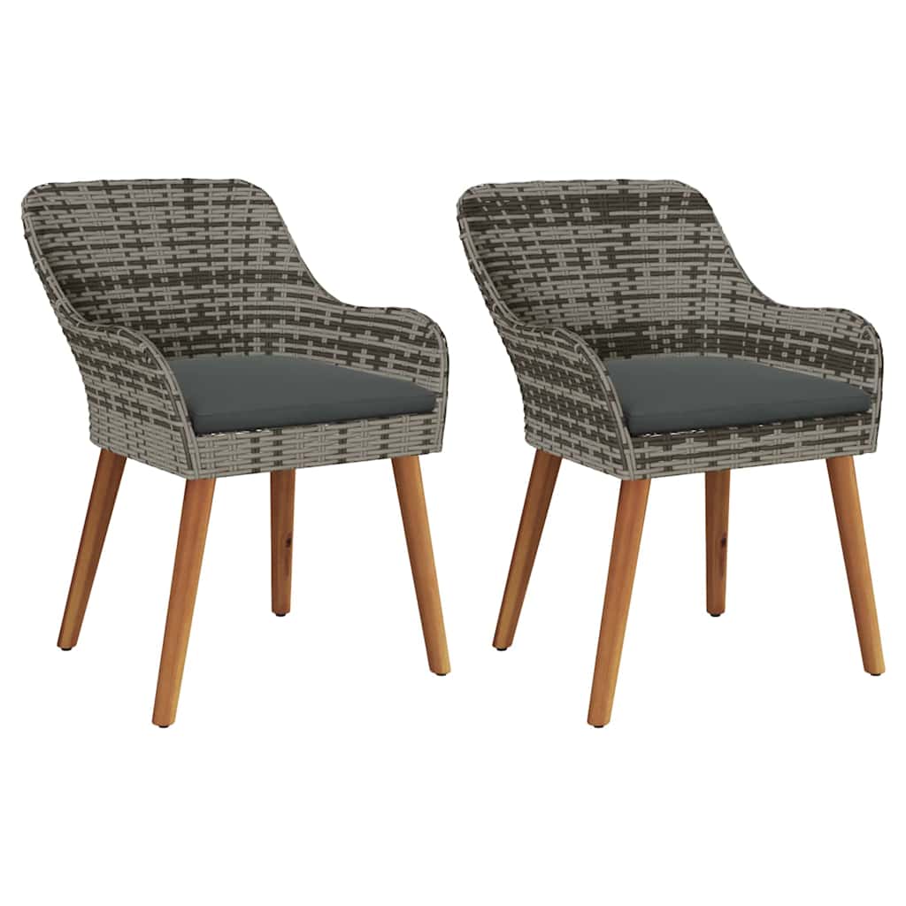 Sedie da Giardino  con cuscini - 2 pezzi, grigio, in rattan sintetico 42006214