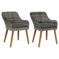 Sedie da Giardino  con cuscini - 2 pezzi, grigio, in rattan sintetico 42006214