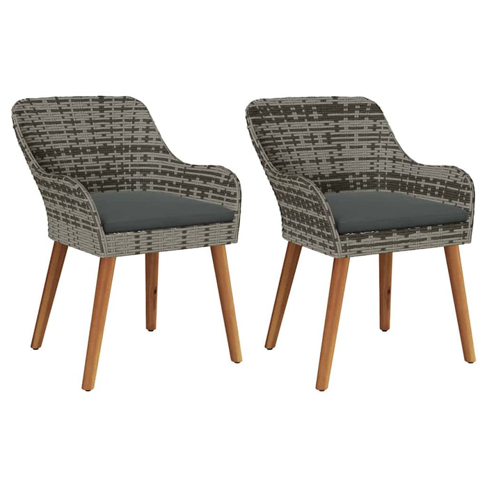 Sedie da Giardino  con cuscini - 2 pezzi, grigio, in rattan sintetico 42006214