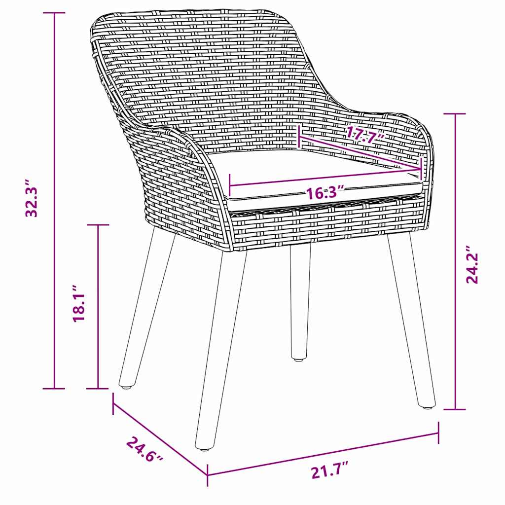 Sedie da Giardino  con cuscini - 2 pezzi, grigio, in rattan sintetico 42006214