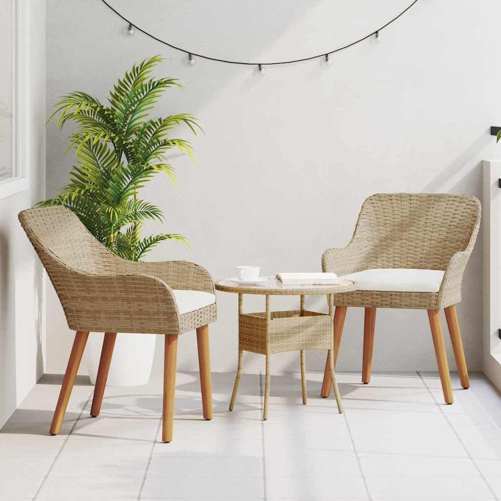 Set di 2 sedie da giardino  con cuscini beige in rattan sintetico 42006215