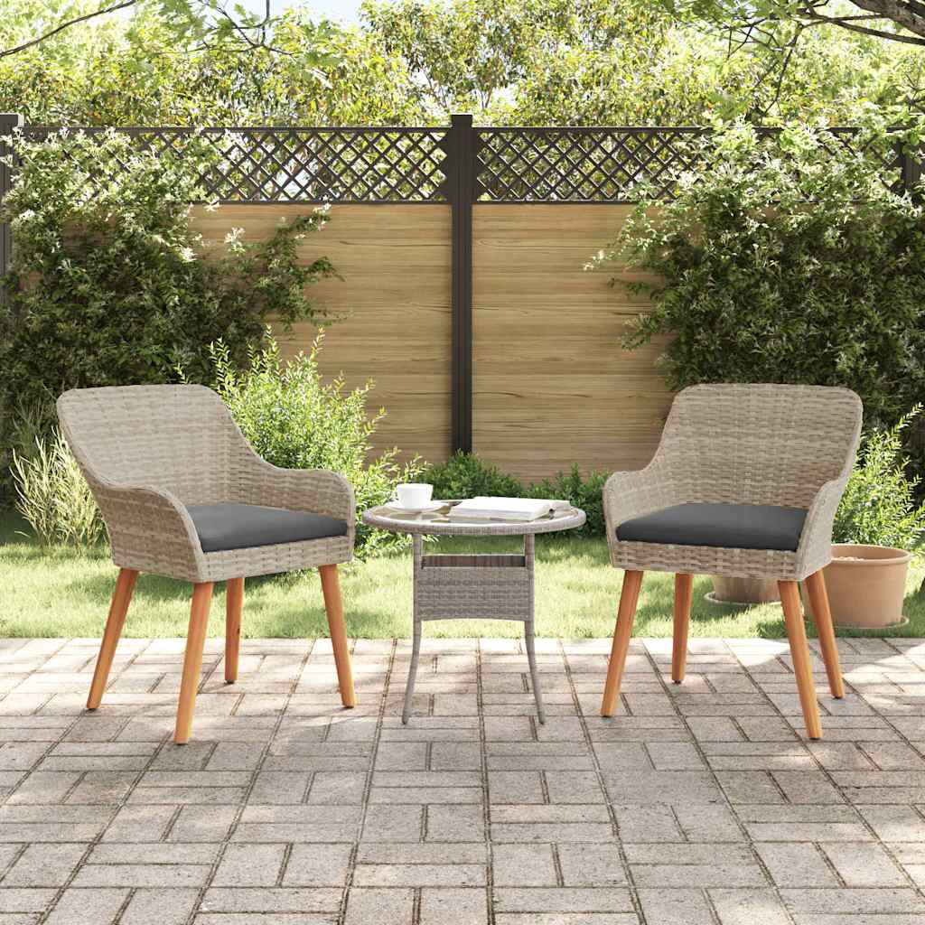 Sdraio da giardino  con cuscini, 2 pezzi, grigio chiaro in polyrattan 42006216