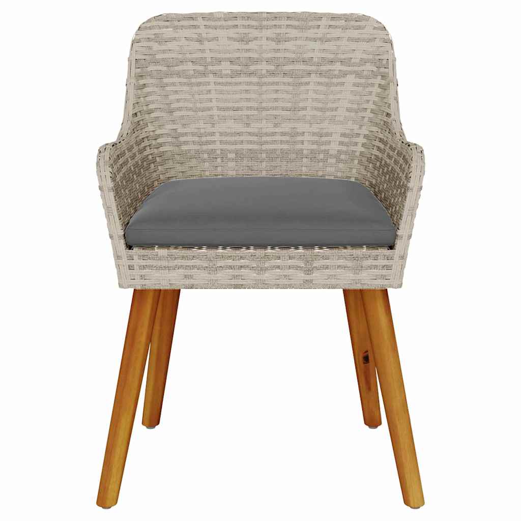 Sdraio da giardino  con cuscini, 2 pezzi, grigio chiaro in polyrattan 42006216