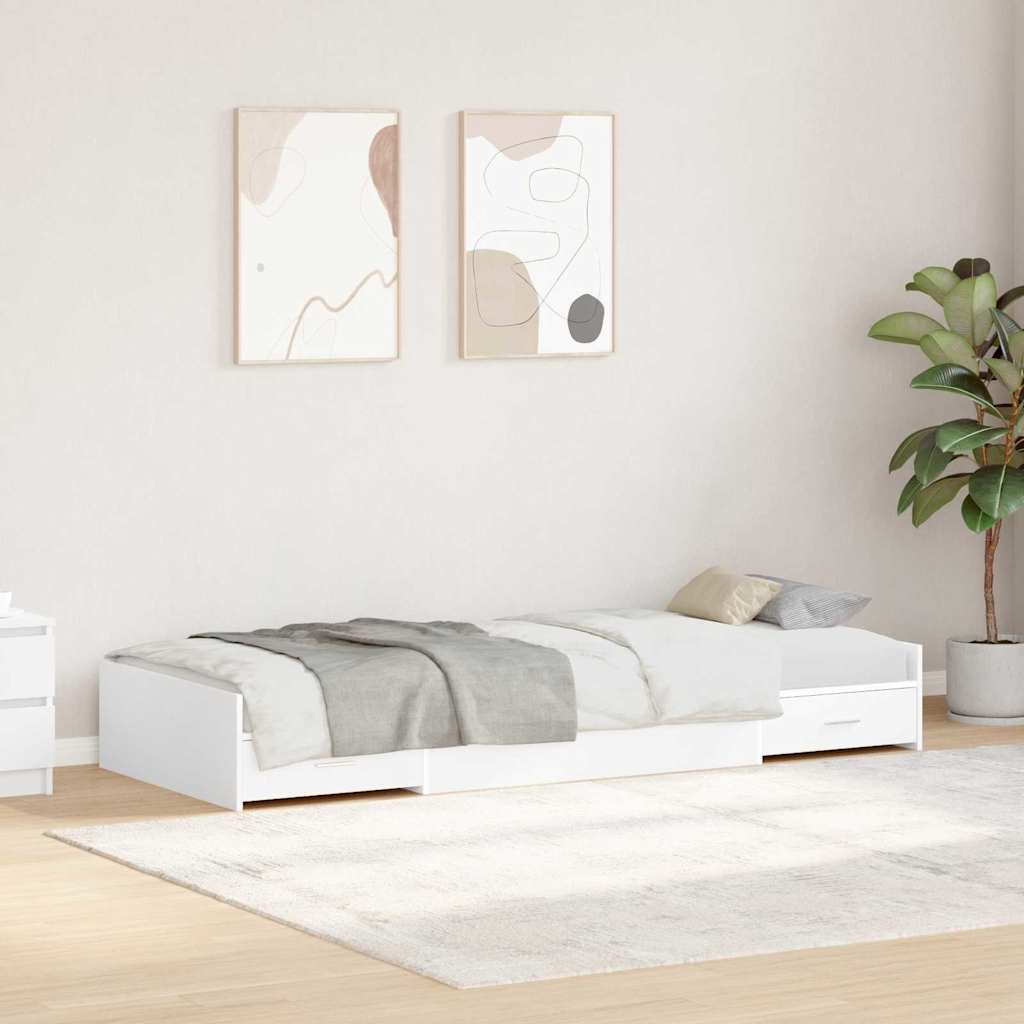 Struttura letto con contenitore Bianco 100 x 200 cm Legno multistrato