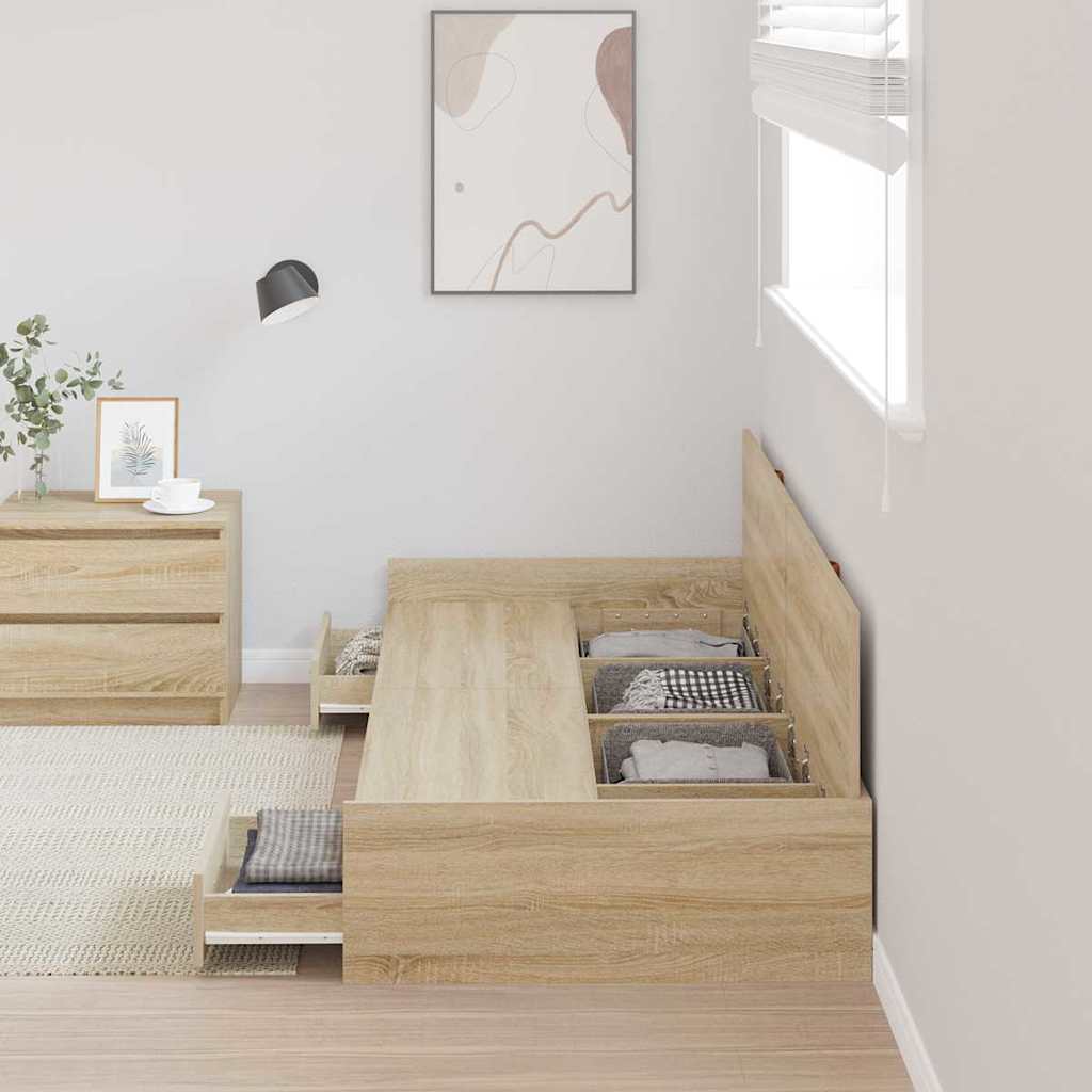 Struttura letto con contenitore Rovere Sonoma 100 x 200 cm