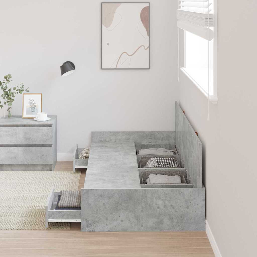 Struttura letto con contenitore Grigio cemento 100 x 200 cm