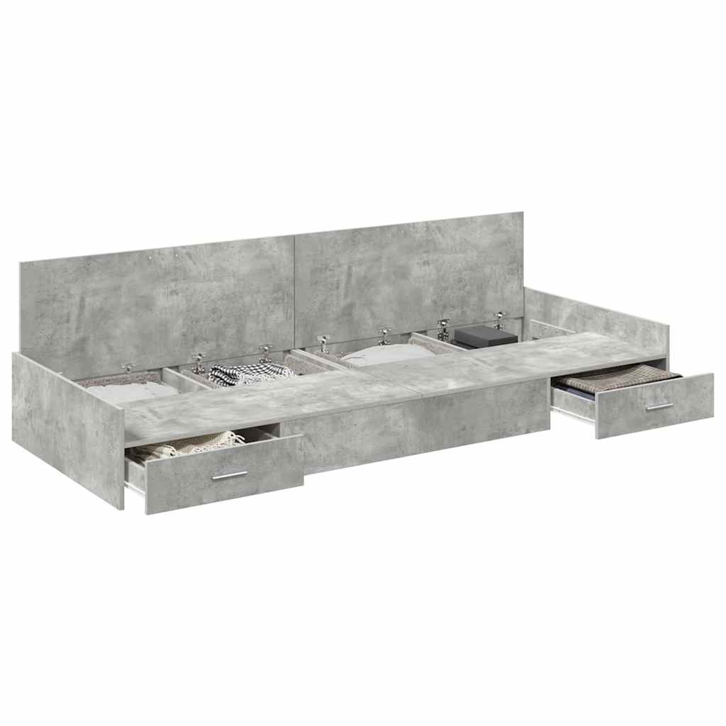 Struttura letto con contenitore Grigio cemento 100 x 200 cm