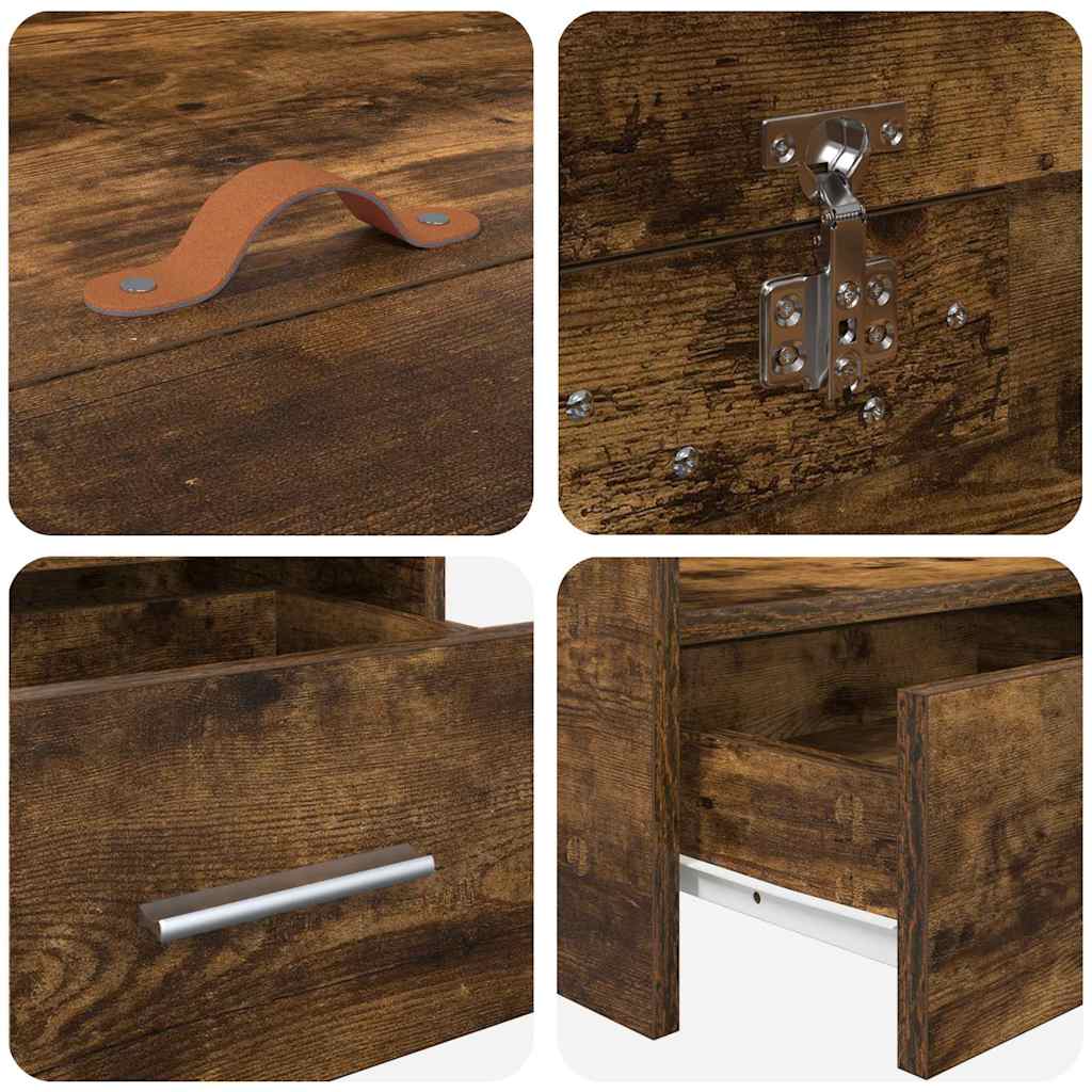 Struttura letto con contenitore con testiera Rovere fumé 100 x 200 cm