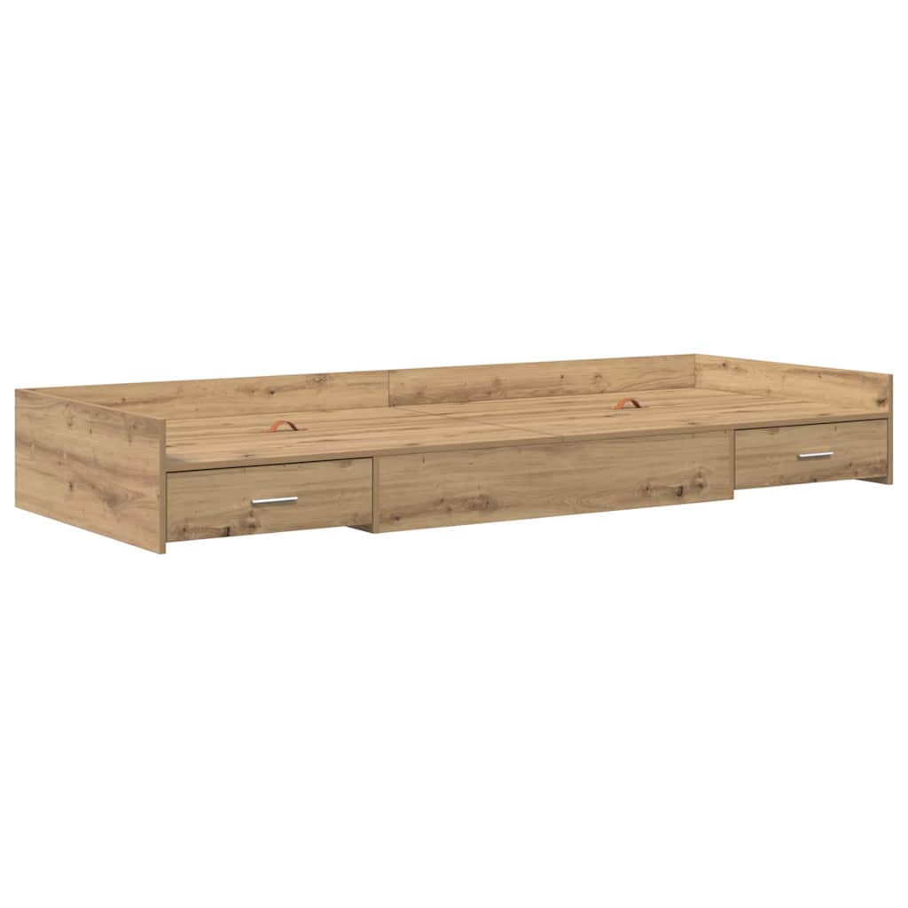 Struttura letto con contenitore Rovere artigianale 100 x 200 cm