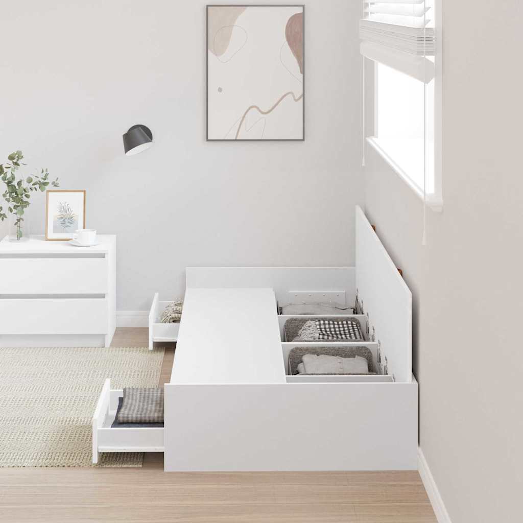 Struttura letto con contenitore Bianco 90 x 200 cm Legno multistrato