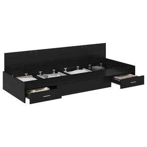 Struttura letto con contenitore con testiera Rovere Nero 90 x 200 cm