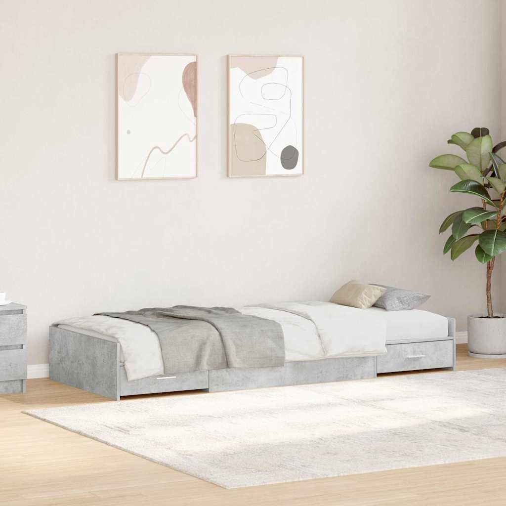 Struttura letto con contenitore Grigio cemento 90 x 200 cm