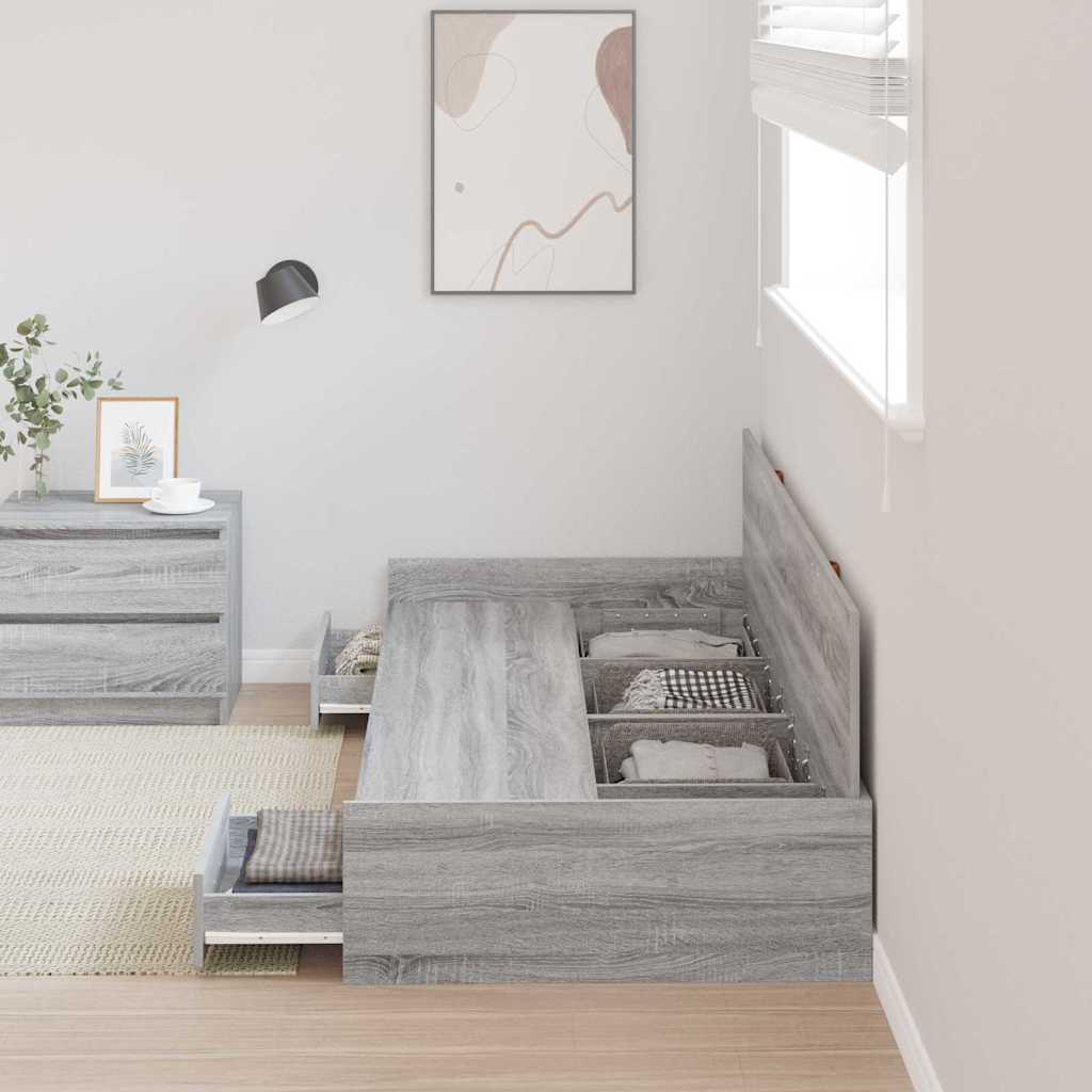 Struttura letto con contenitore Grigio Sonoma 90 x 200 cm