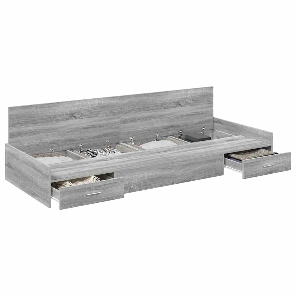 Struttura letto con contenitore Grigio Sonoma 90 x 200 cm