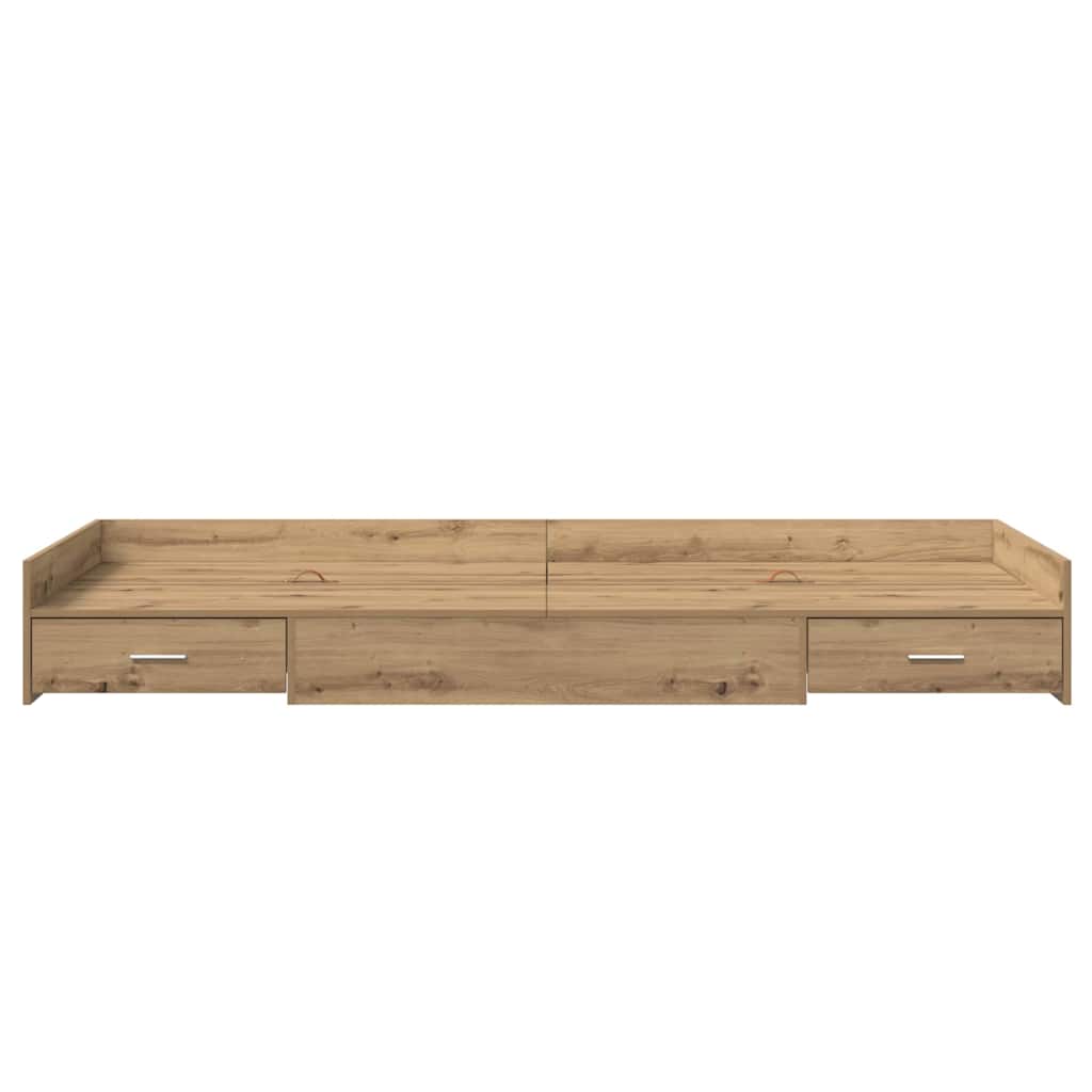 Struttura letto con contenitore Rovere artigianale 90 x 200 cm