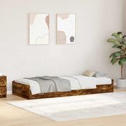 Struttura letto con contenitore con testiera Rovere fumé 80 x 200 cm