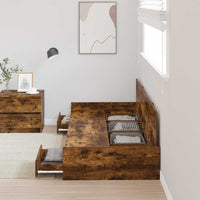 Struttura letto con contenitore con testiera Rovere fumé 80 x 200 cm