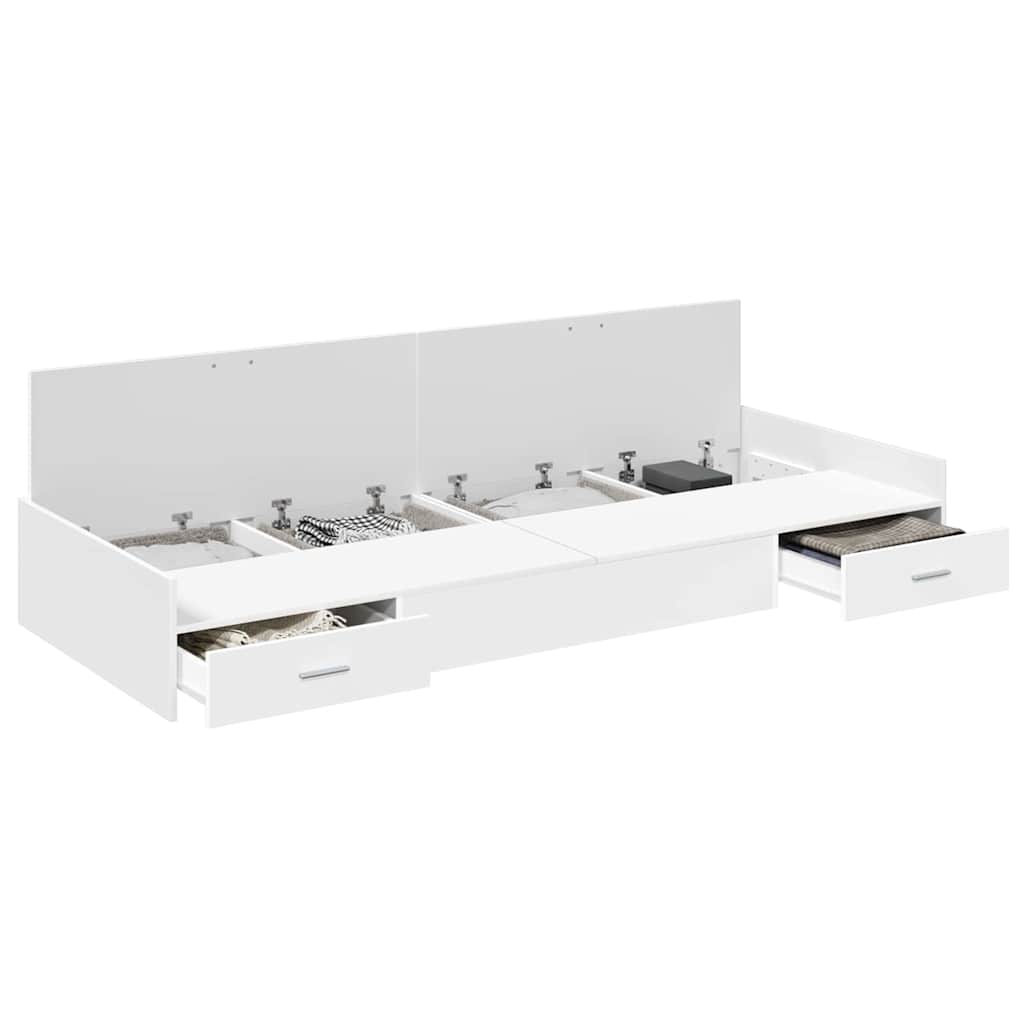 Struttura letto con contenitore Bianco 75 x 190 cm Legno multistrato
