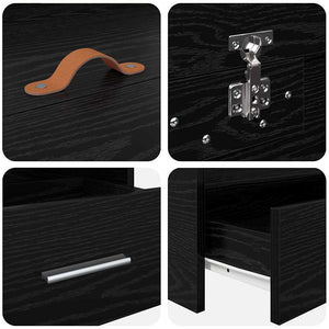 Struttura letto con contenitore con testiera Rovere Nero 75 x 190 cm