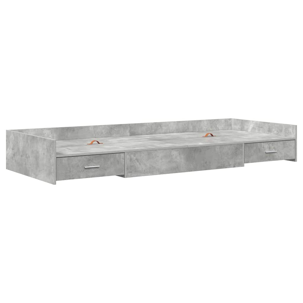 Struttura letto con contenitore Grigio cemento 75 x 190 cm