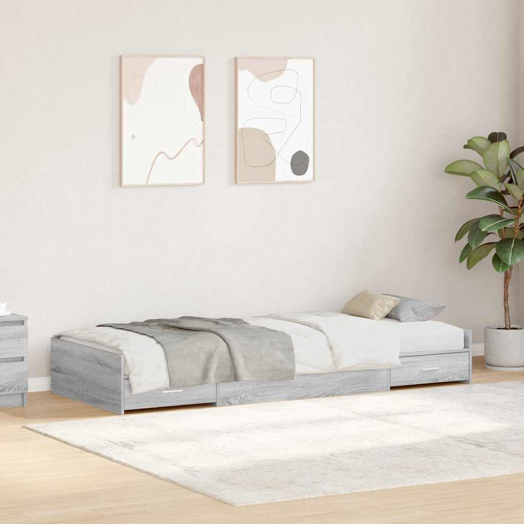 Struttura letto con contenitore Grigio Sonoma 75 x 190 cm