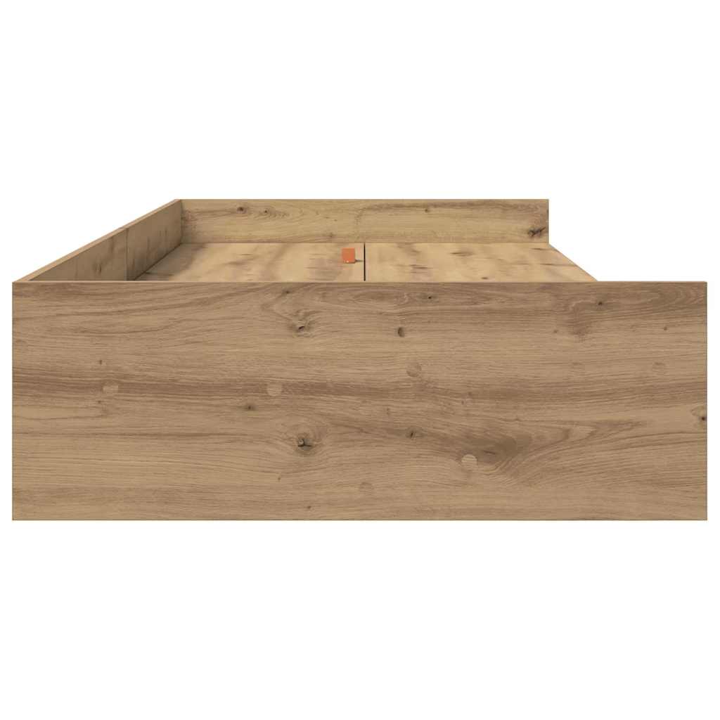 Struttura letto con contenitore Rovere artigianale 75 x 190 cm